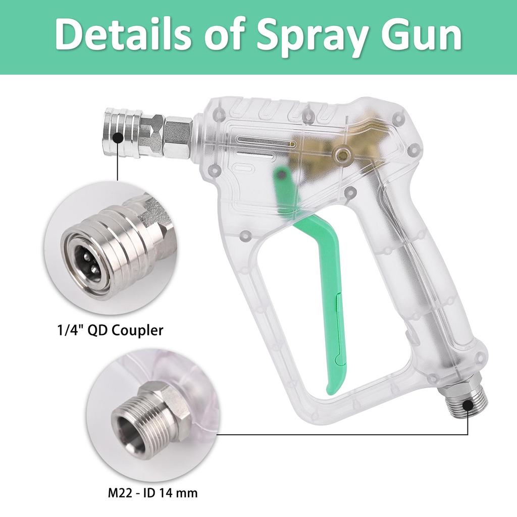 BEAR FORCE Hochdruckreiniger-Pistolen-Set - Elektrische Hochdruckreiniger-Pistole Max. 150 bar (2200 PSI) mit 1/4" Schnellanschluss & 5 Sprühdüsenspitzen Set