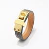 Trendy Punk Lychee Grain Single Loop Leather Belt Buckle Alloy Pu Bracelet Hot Selling Bangle