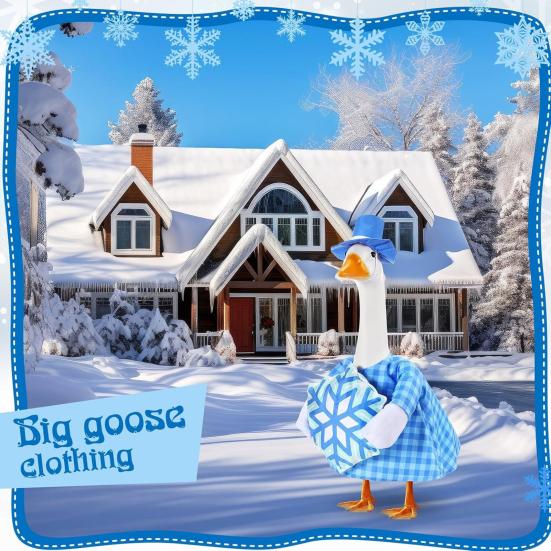 Yousheng Christmas Porch Goose Outfit Lawn Goose Dress with Xmas Tree Hat Festive Goose Costume for 23" Geese Dress-Up Home Outdoor Decorations