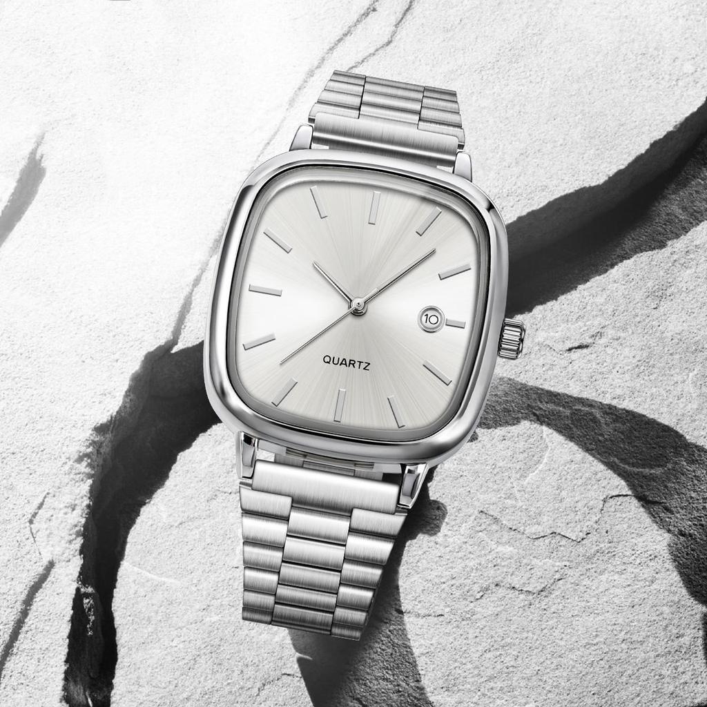 Modemarke Herrenuhr Stahlarmband Business Kalender Quarzuhren Luxus Armbanduhren Geschenk Dropshipping Große Zifferblatt Uhr