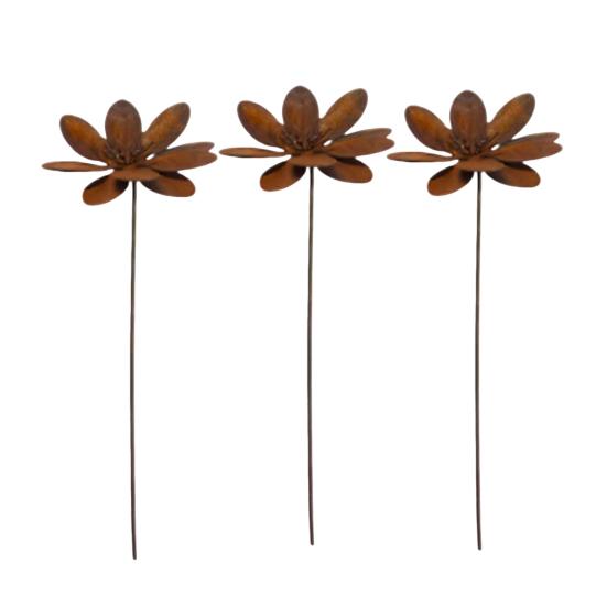 Rusty Flower Garden Stake Iron Flower Yard Art Stake Outdoor Flower Decoration for Backyard Lawn Planter Flower Bed