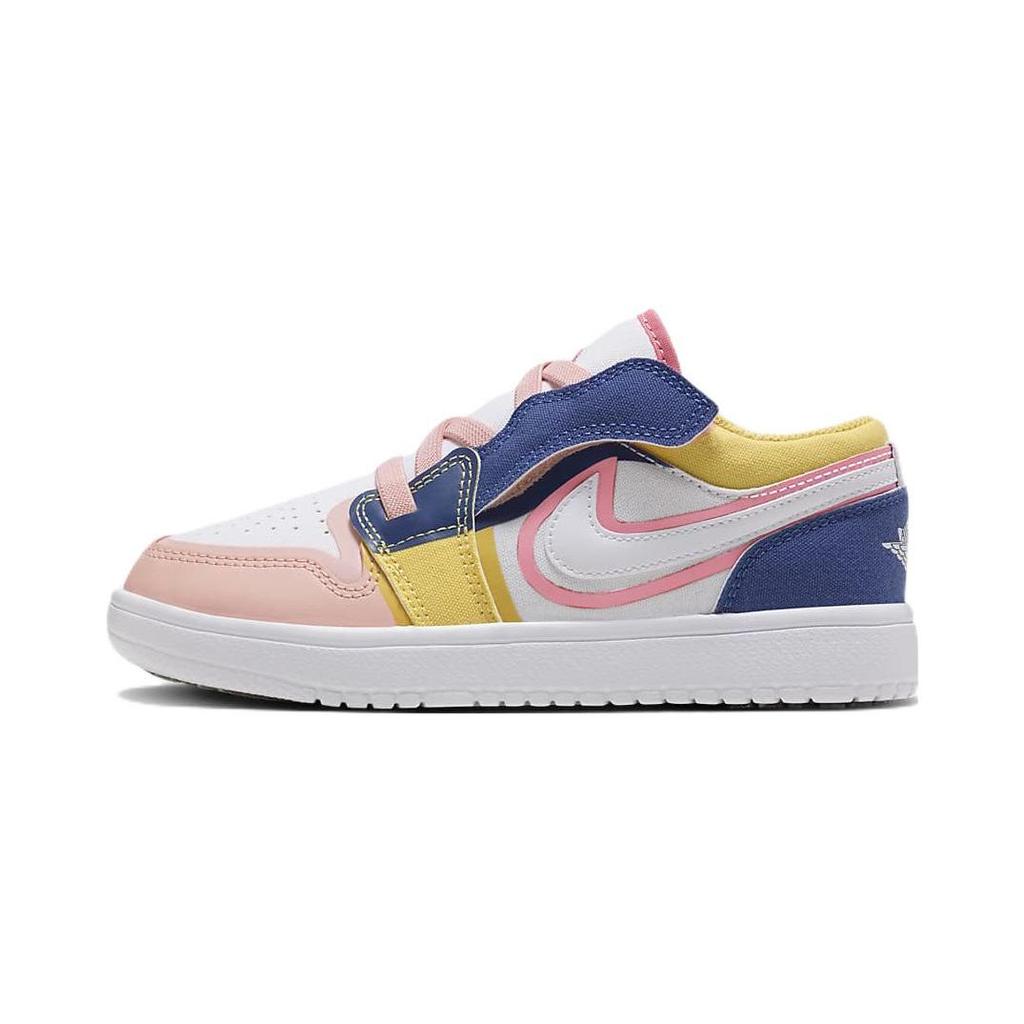 Air Jordan 1 Low ALT SE PS Multi-Color Canvas Kids Sneakers White French-Blue Topaz-Gold FD2655-100