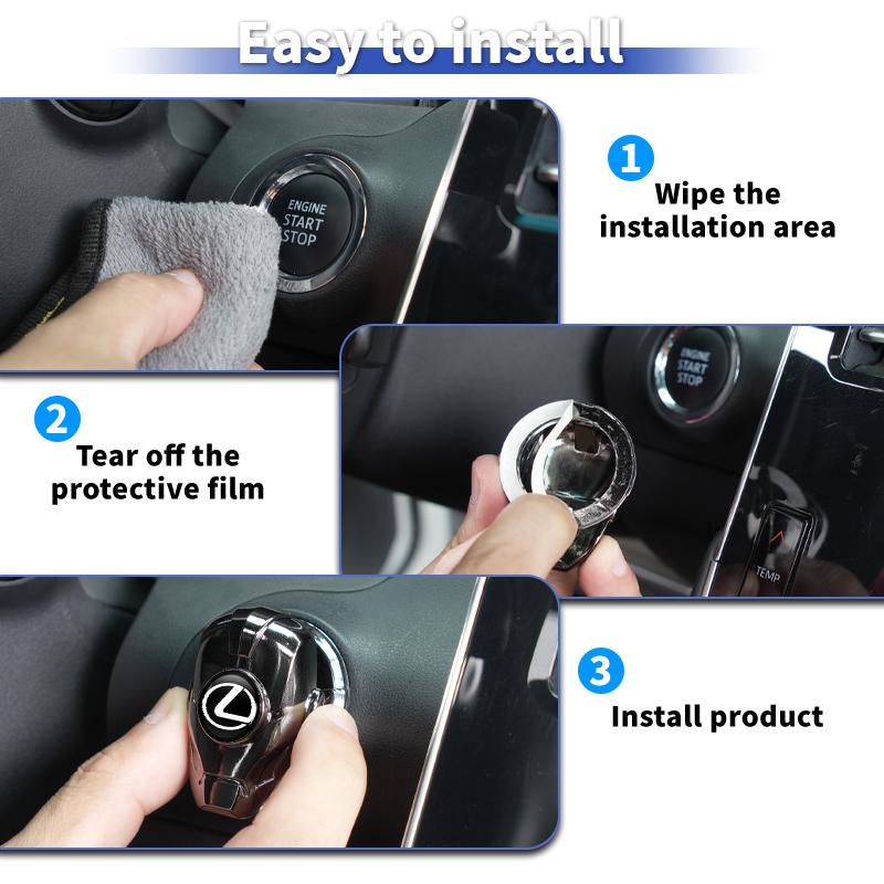 CKU5 Car One-Touch Start Cover Ignition Switch Button Protector Case Interior For Lexus CT200h ES250 ES300h IS250 IS200 GS300 GS460