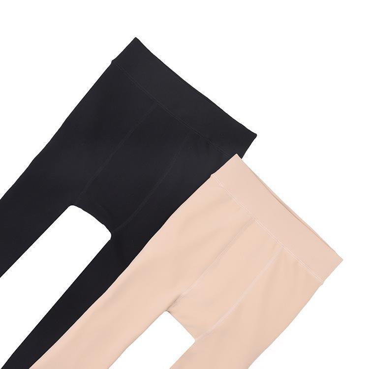 Enhanced Bare Leg Look Thick Nylon One-Piece Pantyhose with Stepping Socks for Fall & Winter (Plus Size)