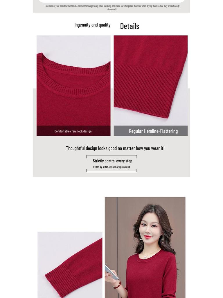 Suéter de Tricô de Comprimento Médio Feminino Woodpecker - Blusa Solta Plus Size com Gola Redonda, Coleção Outono/Inverno 2025.