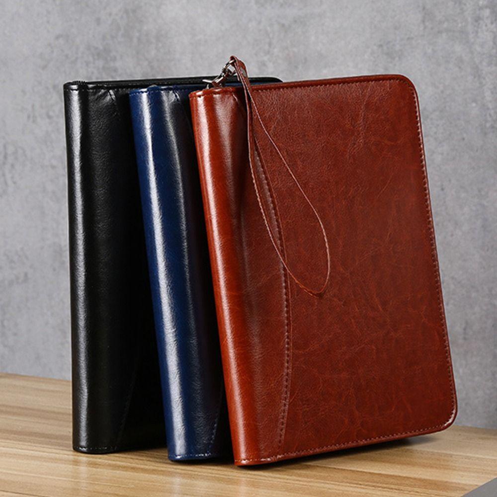 Portable Portfolio Binder 6-Ring Business Notebook Memo Book File Folder  Document Storage