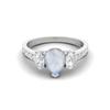 925 Sterling Silver 1.7 Cts Pear Moonstone Three Stone Accent Wedding Women Ring