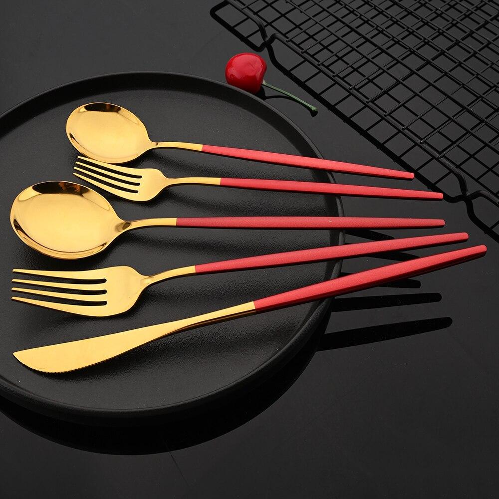 20Pcs/4Sets Stainless Steel Cutlery Tableware Mirror Polished Dinnerware Set White Gold Knife Fork Spoon Flatware Silverware Dinner Set