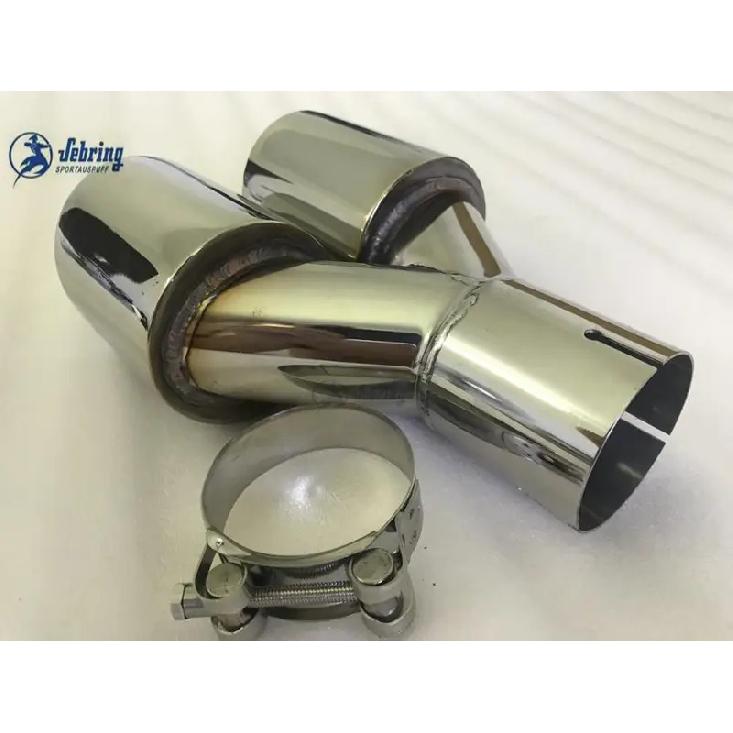 Universal Dual Stainless Steel Exhaust Pipe Muffler Car Accessory Modification Double Skew Steel Automobile Part