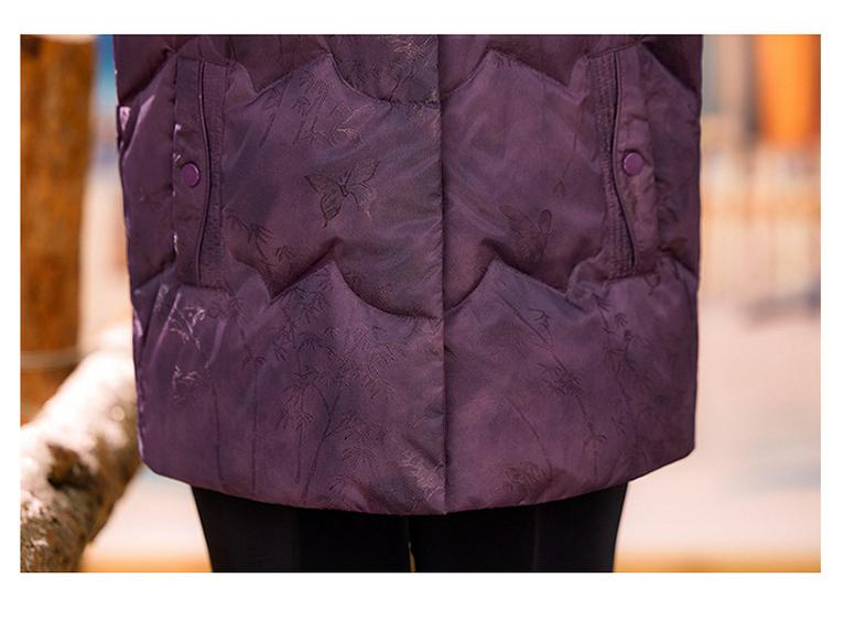 Vintage Rote Daunenjacke im chinesischen Stil für mittelalte und ältere Frauen, Warmer Wintermantel mit Entendaunen