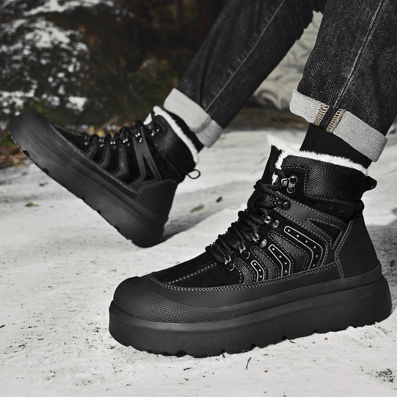 Warme Fleecegefütterte High-Top Winter Herren Wanderschuhe Outdoor Sports Laufschuhe Übergröße Lässige Sneakers für Herren