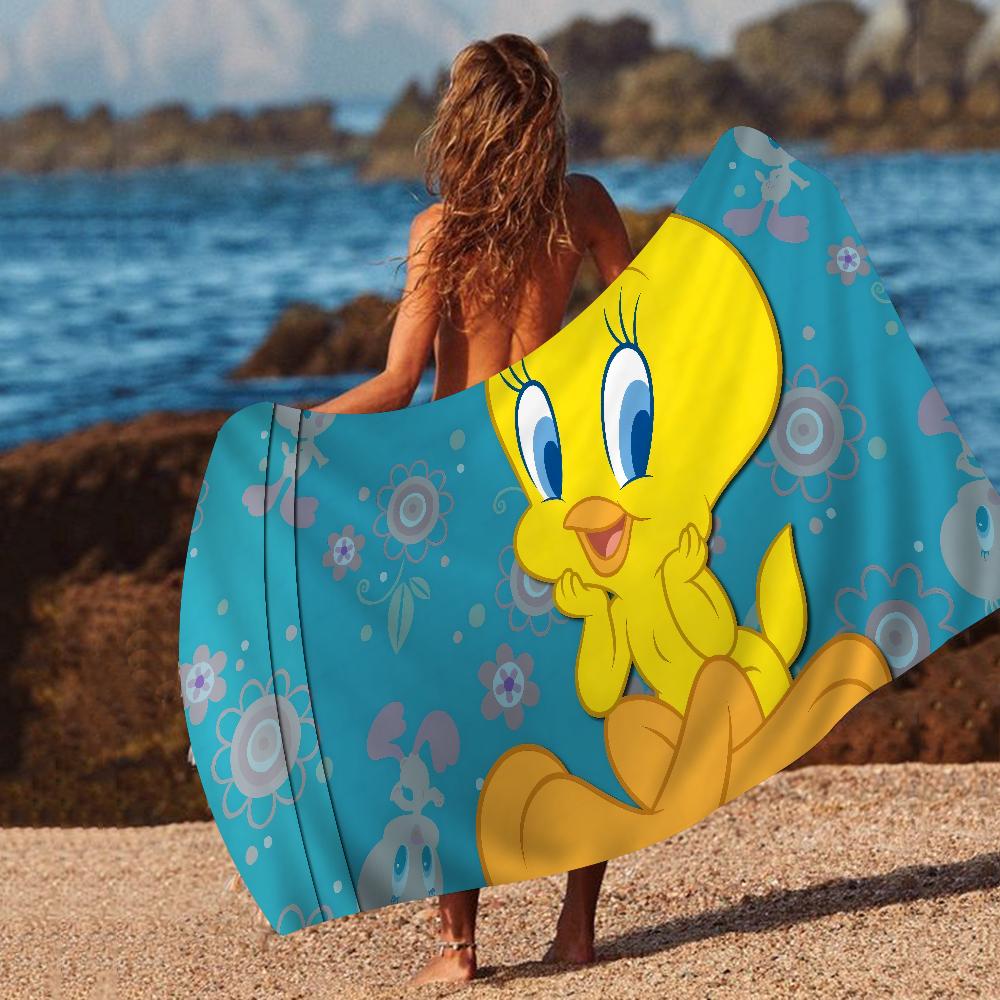 Yellow Cartoon T-Tweetys Bird Beach Towels Shower Towel Sauna Travel Spa Microfiber Quick Dry Gym Accessories Cute Room Decor