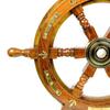 Nautical Premium Sailor's Hand Crafted Brass & Wooden Ship Wheel | Luxury Gift Decor | Boat Collectibles (18 Inches, Anchor & Strip)