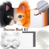 Therian Mask Set Prázdná maska ​​na půl obličeje ručně kreslená zvíře kočka Liška maska ​​DIY ručně vyrobená graffiti polomaska ​​na párty vánoční dárky