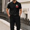 Men's Summer Short Sleeve Polo Shirt Casual Ice Silk Fabric Breathable Soft Lightweight Printed Design Regular Fit