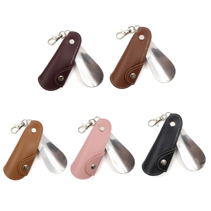 Japan and South Korea Metal Leather Shoehorn Portable Unisex Shoe Lifter Hanging Deduction Shoehorn for Keychain