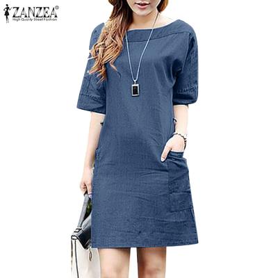 Mini abito estivo da donna a maniche corte con scollo a V e linea ad A