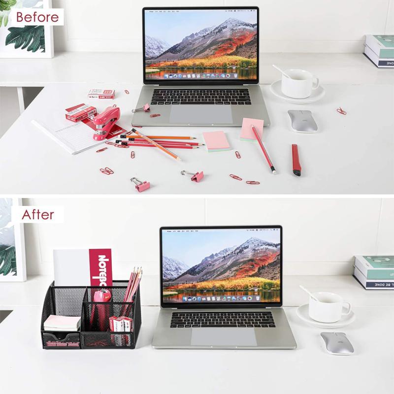 Multifunctional Pen Holder With 7 Compartments 9200 Storage Box Space-saving Office Desk Organiser