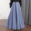Silkbshe Women's Solid High-Waist A-Line Long Skirt
