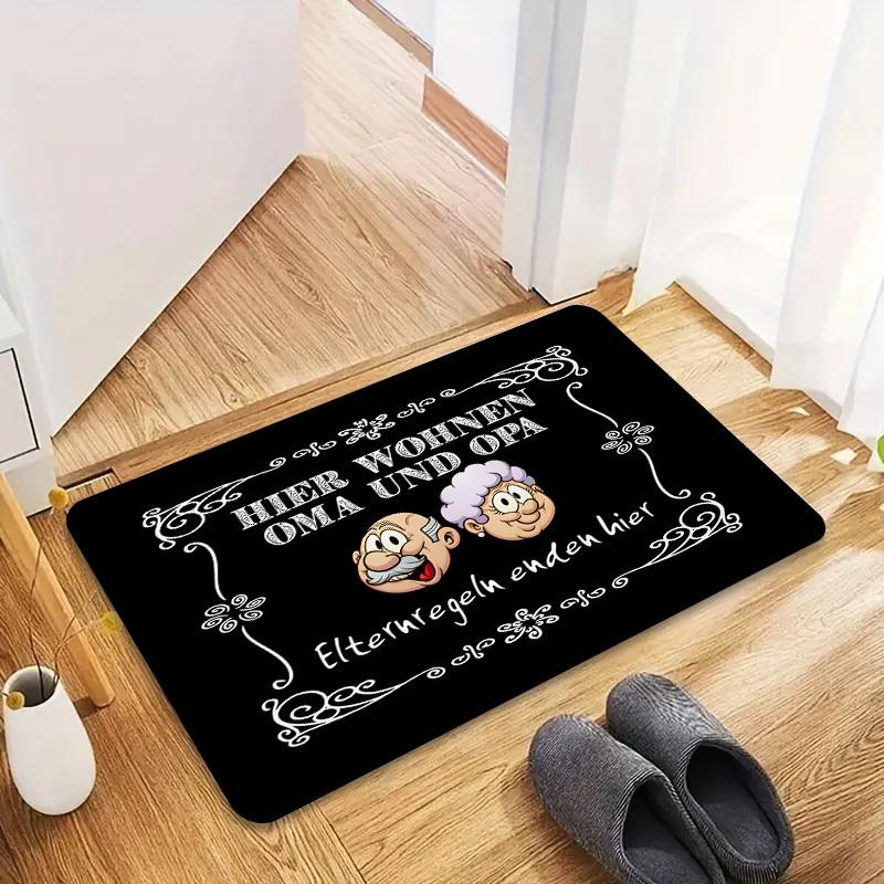 Hier Wohnen Oma German Grandparents Printed Welcome Door Mat Non-Slip Absorbent Machine Washable Rug for Home Decor