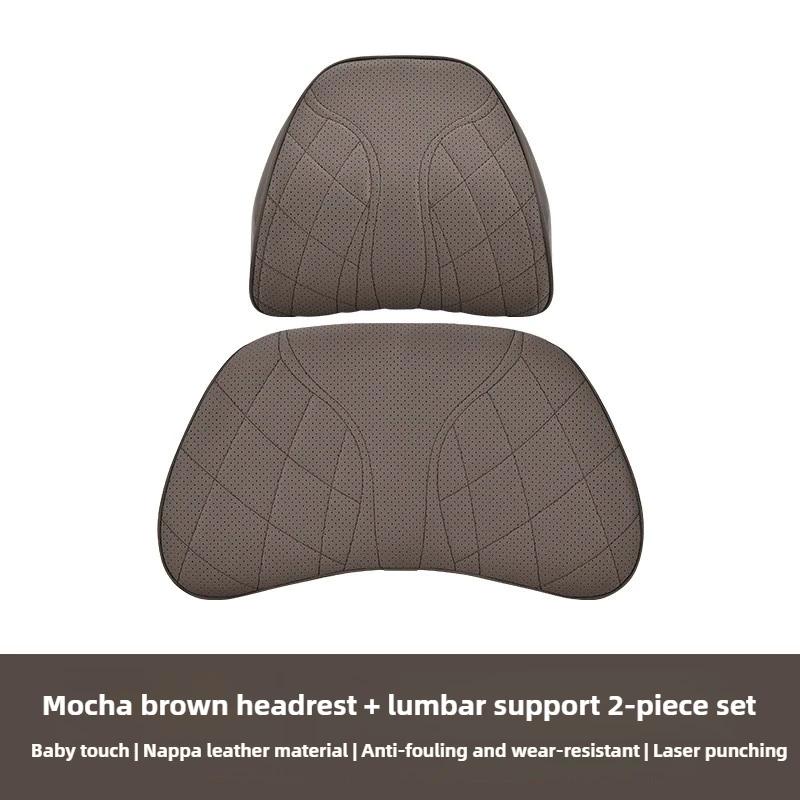 Universal Car Lumbar Support Pillow & Headrest Cushion - Memory Foam Neck/Back Cushion with OEM Car Texture
