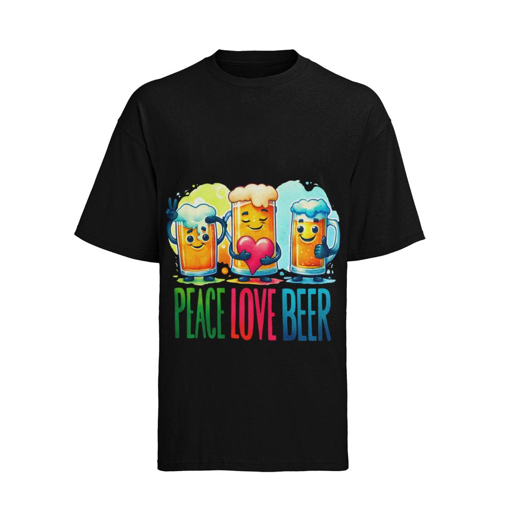 Peace Love Beer Beer Figures With Heart Large Tshirt Unisexs Sxxxl