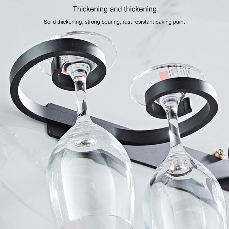 Set of 2 Under Cabinet Wine Glass Hangers Elegant Metal Stemwares Rack Wall Mounted Glass Holder for Kitchen Bars
