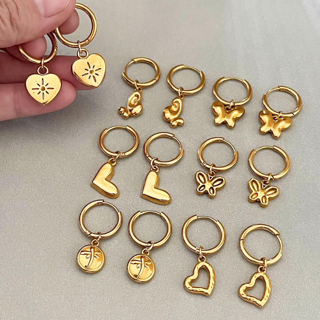 Orecchini a Forma di Cuore di Farfalla di Lusso Stile Europeo e Americano - Design Traforato con Personalità Unica