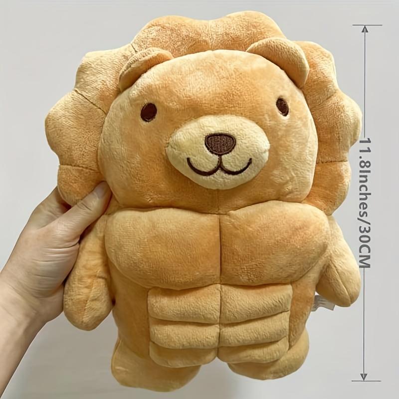 Cute Muscle Body Teddy Bear Plush Toys Stuffed Animal Lion Boyfriend Huggable Pillow Cushion Birthday Holiday Gift for Boy Girl