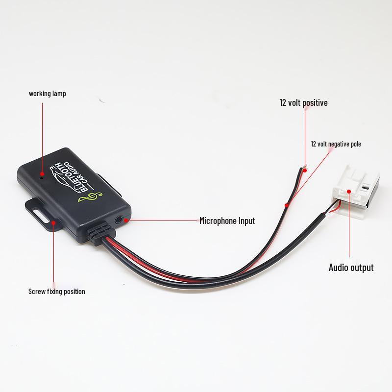 Compatible Peugeot Citroen RD4 Bluetooth AUX Audio Cable 12-Pin Plug Radio Adapter