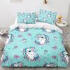 Cartoon Unicorn Duvet Cover King Queen Lovely White Mythical Animal Bedding Set Kids Girl Colorful Rainbow Polyester Quilt Cover Tool