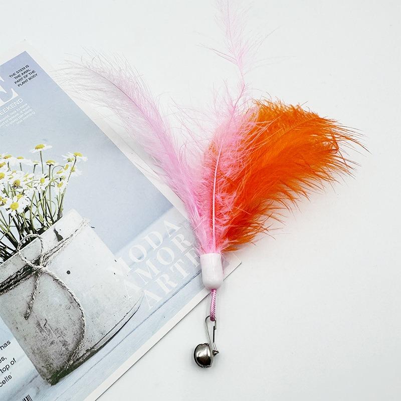 Cat Toys Cat Teaser SticksFeather BellsReplacement Heads Pet Plush ToysCat Teasing Gadgets and Pet Toys for Relieving Boredom