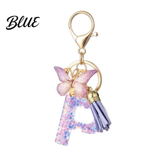 Comfortable To Carry Keychain Purple Series Pendant Sequins Star Initial Letter Charm Key