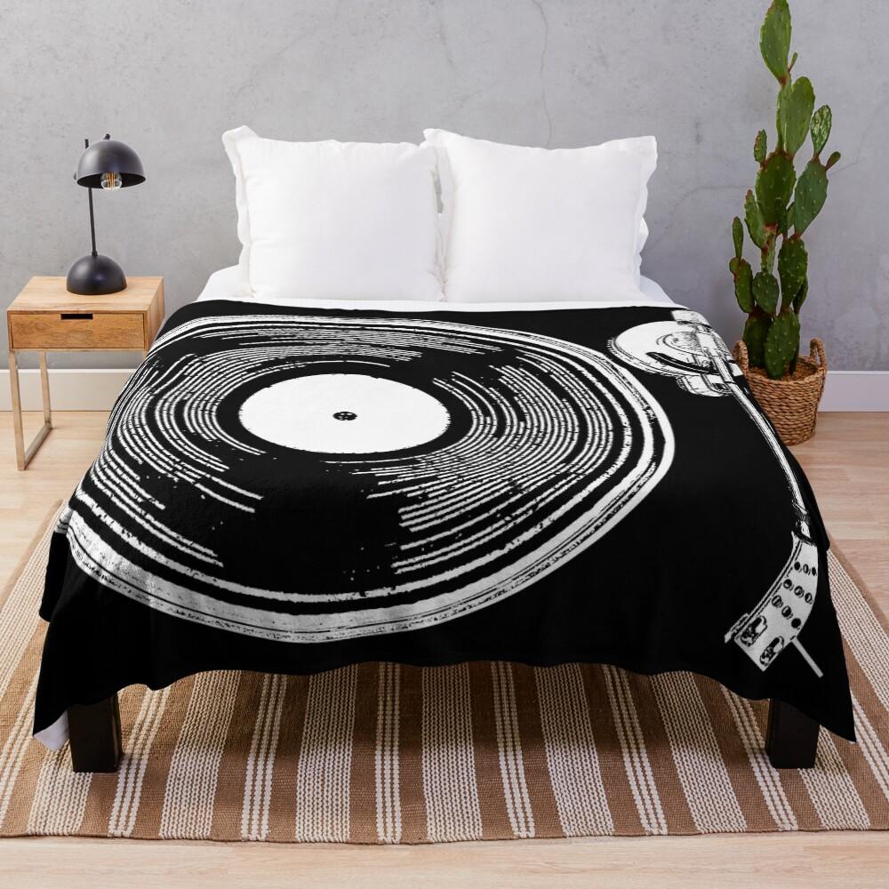 Record Player with Record Throw Blanket