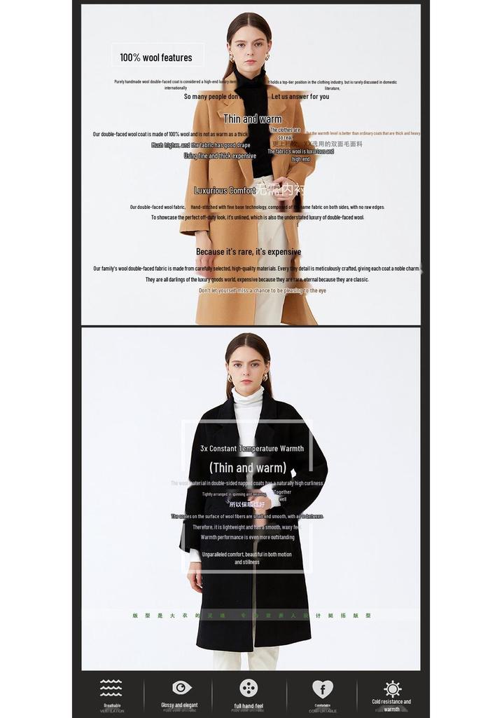 Red Wool Double-faced Long Coat with Belt - Winter Fashion Outerwear
