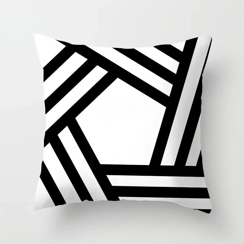 High-grade Black and White Geometric Irregular Pattern Pillowcase Office Living Room Home Pillowcase Car Ornaments