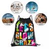 Let's Glow Crazy Neon Party Light Rave Backpacks Casual Drawstring Bags Storage Bag Book Bags for Travel Students