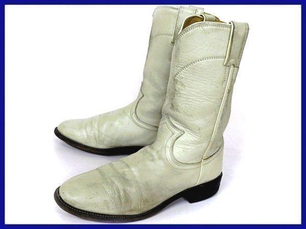 

Б/У/Винтажные США Justin Western Pecos Сапоги 7B 23.5-24.0 Молочно-белый Вся кожа