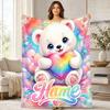 Bear Holding Rainbow Heart Coral Fleece Blanket