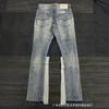 Mens Distressed Washed Flared Jeans With Ink Splatter Print High Street Style Casual Denim Pants
