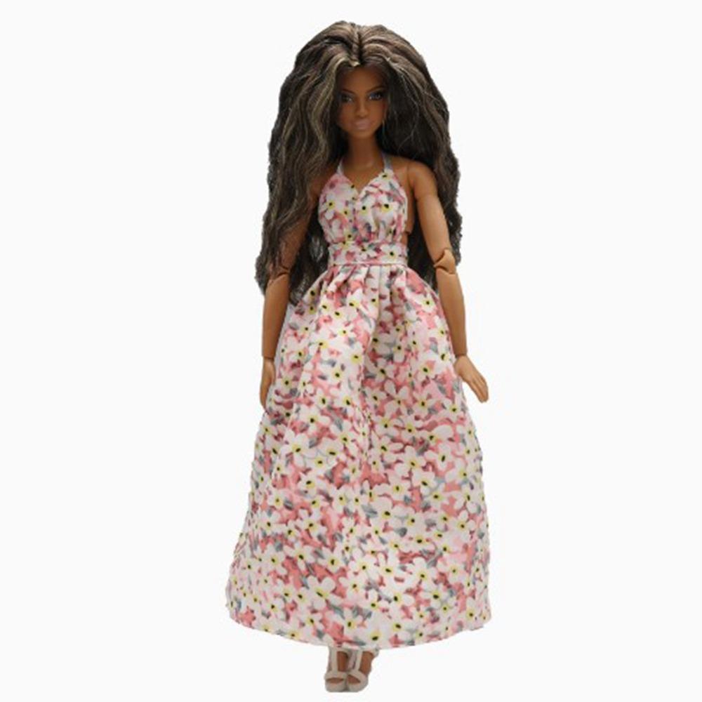 

Модная кукла, платье с подвеской на шею, повседневная одежда, платья для девочек, одежда, платья с цветочным принтом для куклы 30 см 4