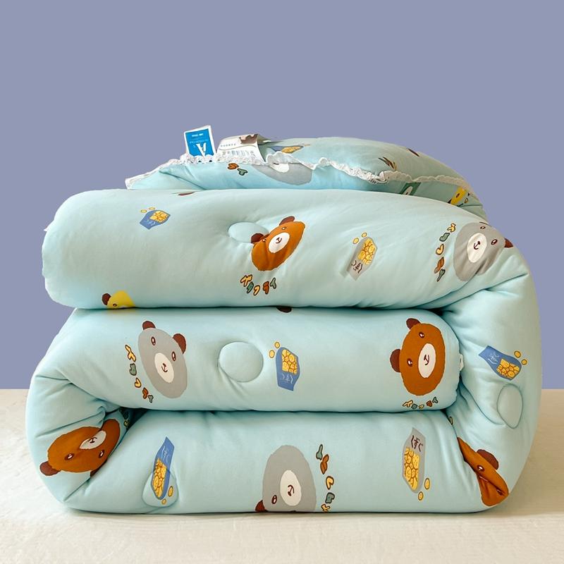 All-Season Cute Cartoon Print Comforter Adults Children Thick Warm Winter Quilts Single Double Size Soy Fiber Soft Quilt for Bed
