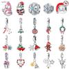 S925 Sterling Silver Santa Hat Snowflake Pendant and Christmas Series Bracelet Beads