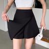 Plus Size British Style A-Line Slit Culottes - Women's 2025 High Waist Slimming Midi Skirt