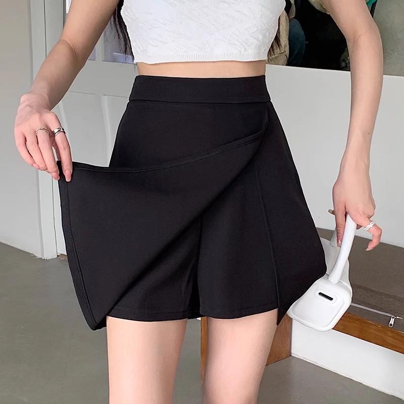 

Plus Size British Style A-Line Slit Culottes - Women s 2025 High Waist Slimming Midi Skirt 2XL