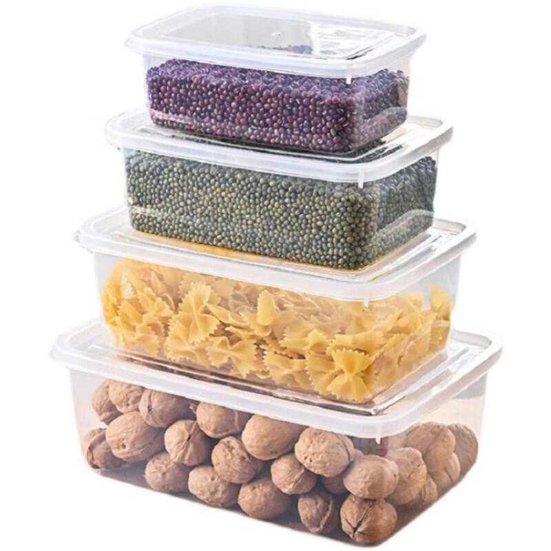 Genomskinlig kommersiell matförvaringsbehållare med lock