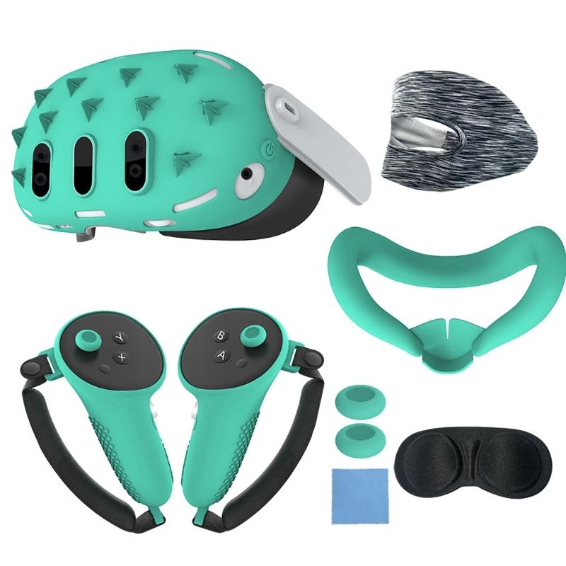 Complete 7Piece Accessory Kit for VR Gaming Lens Cover, Controller Grips Rocker Cover Face Covers Fully Protect