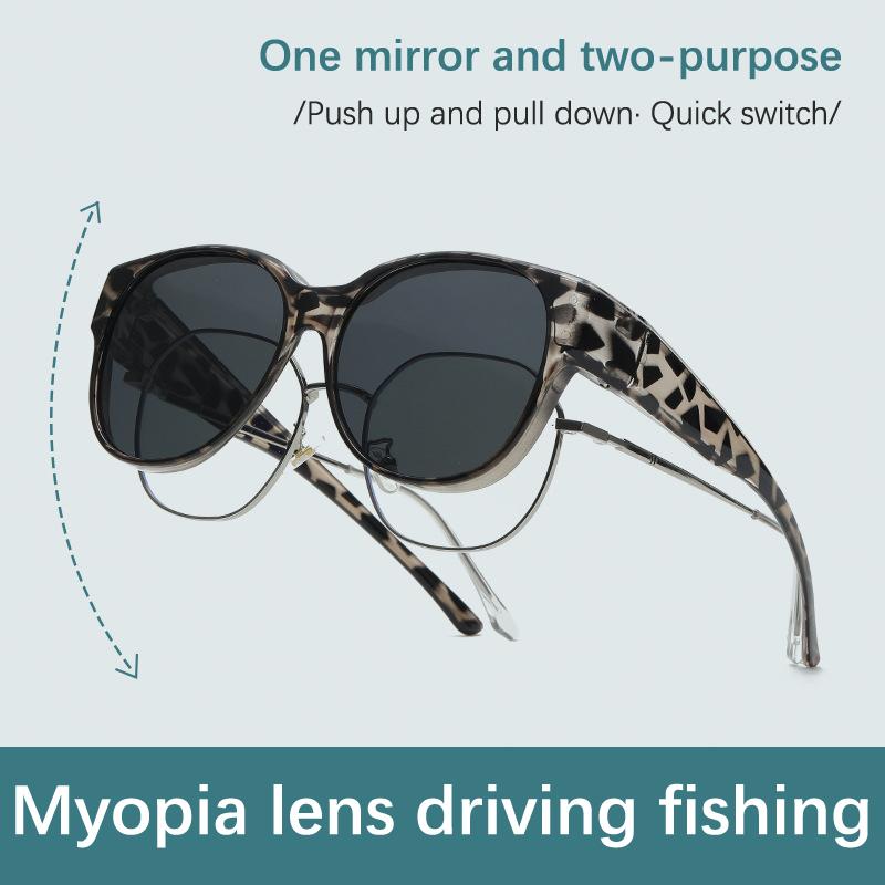 Fashion Large Frame Sunglasses Cover Over Myopia Prescription Glasses Portable Men Women Vintage Fishing Driving Eyewear