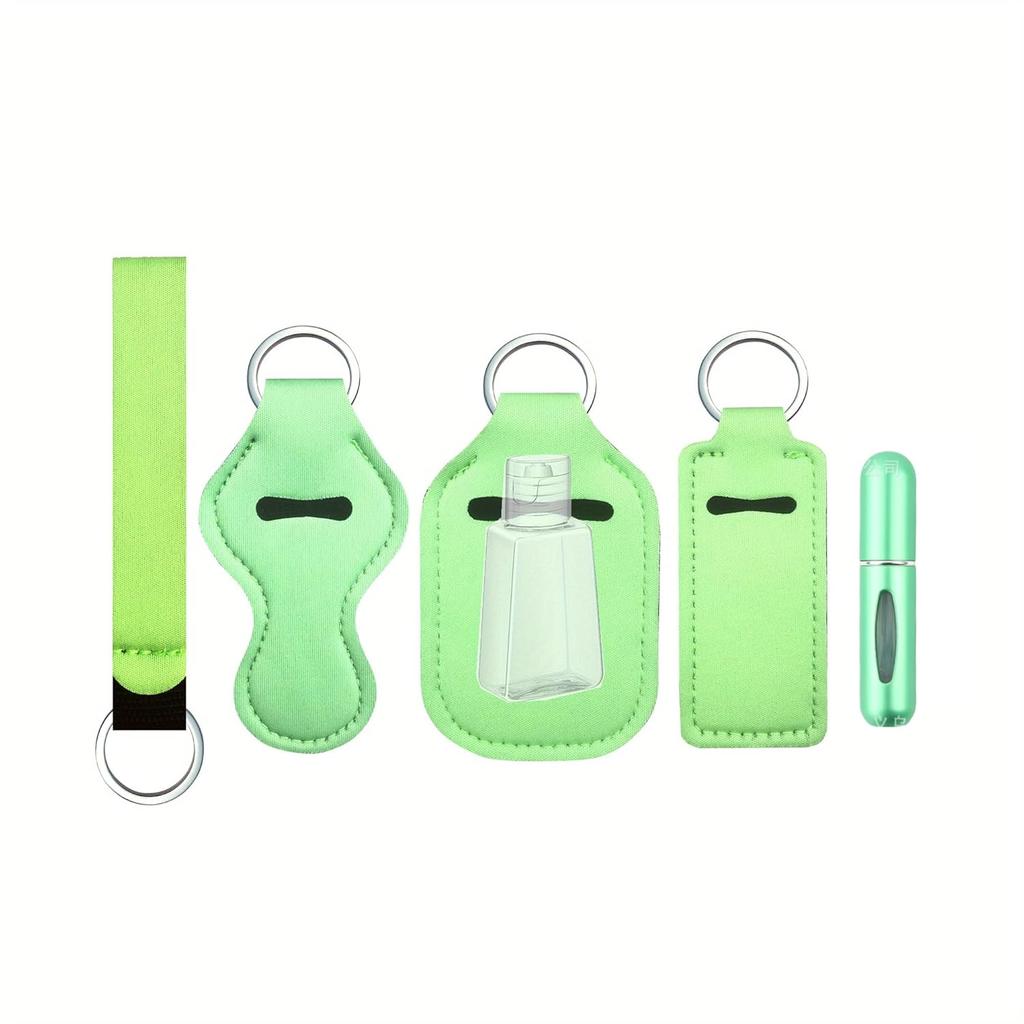 6pcs/set Travel Bottle Chapstick Lanyard Keychain Holders with Lipstick Holder Reusable Lip Balm Pouch Protective Cases