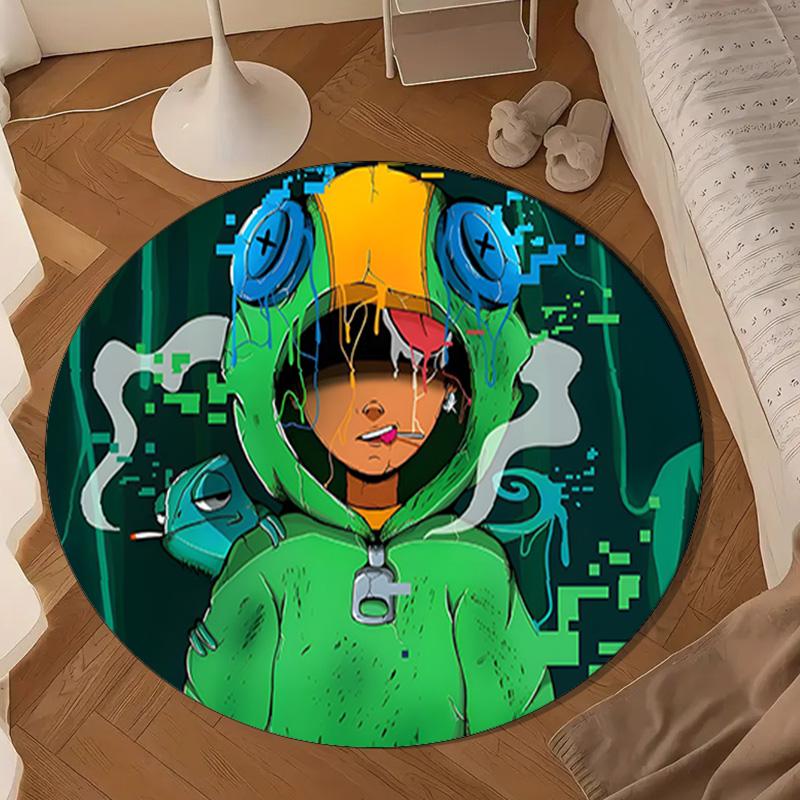 Game Adventure Heroes Round Rug for Livingroom,Bedroom, Palyroom, Chair Rug, Area rug, Circle Carpet, Large Size Fan Christmas gift